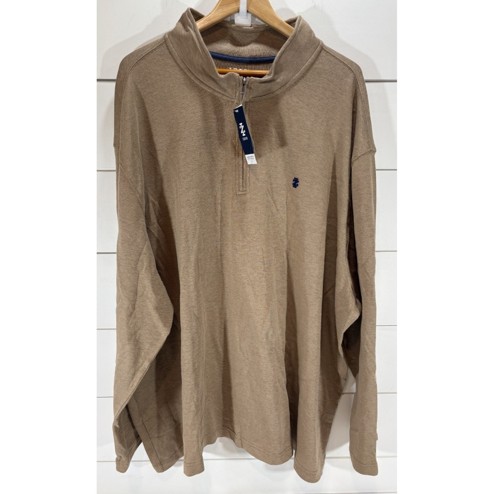 Izod Comfort Performance Mens 4XB Tan Beige Heathered Camel 1/4 Zip Pullover NWT